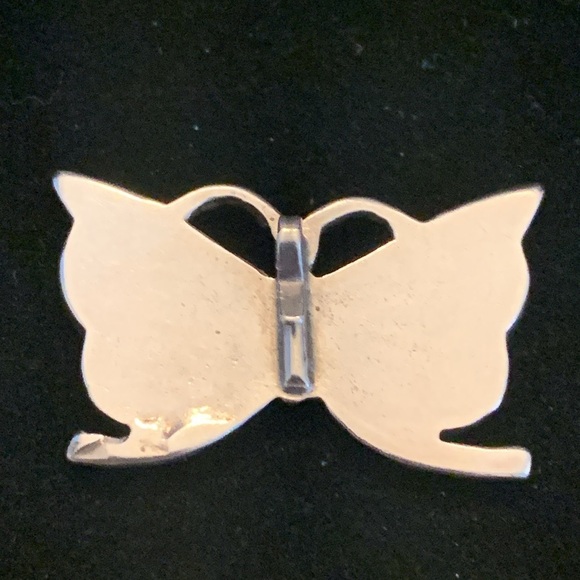 Silver Inlaid Mosaic Butterfly Turquoise & Coral Pendant (Zuni?) - Picture 3 of 6